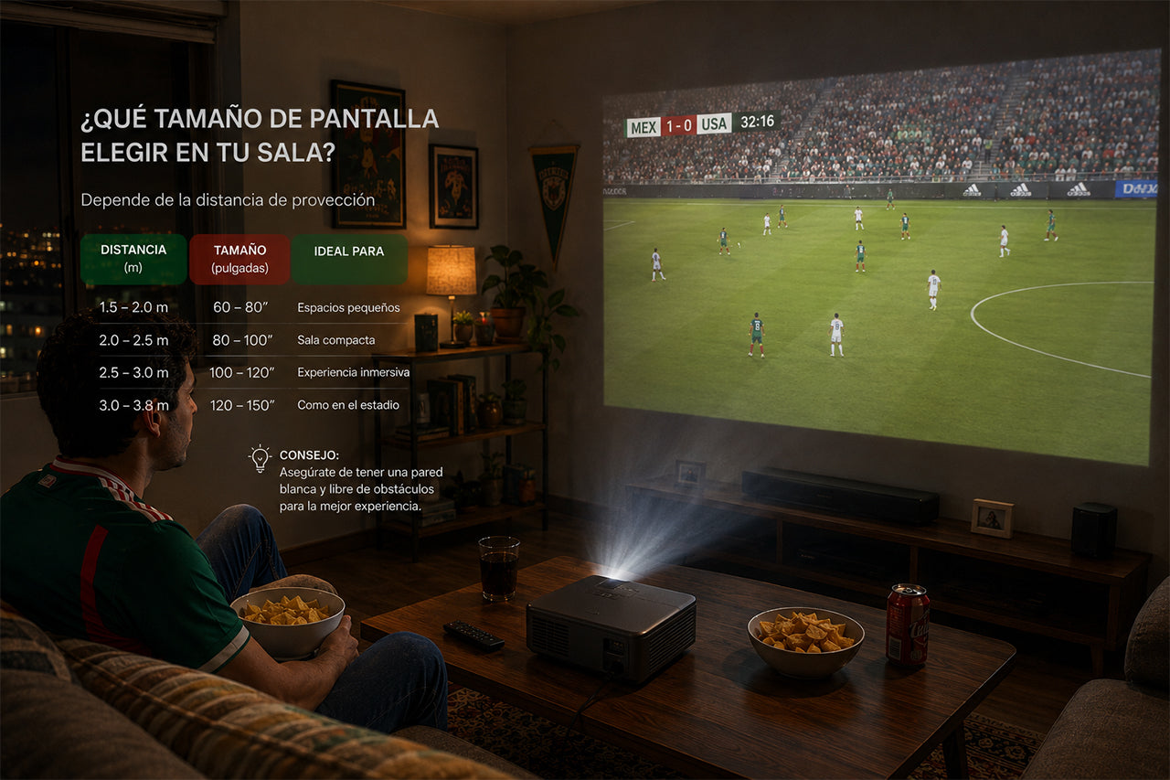 Tamaño de pantalla para proyector: qué conviene para ver fútbol en una sala pequeña